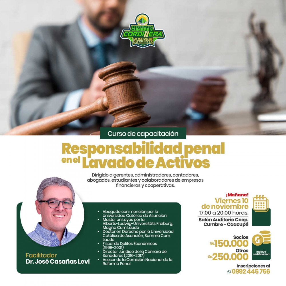capacitación sobre “Responsabilidad penal en el Lavado de Activos“